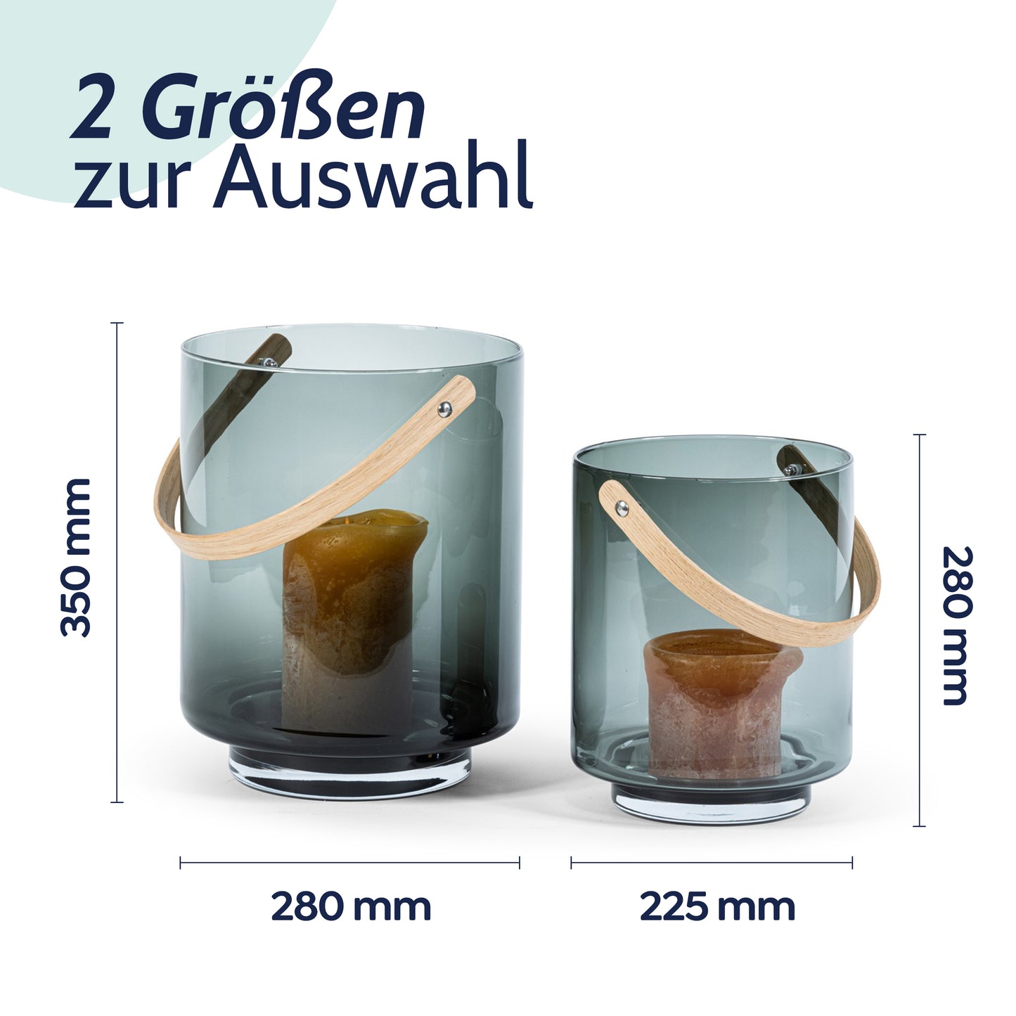 Windlicht Hamptons, rauchglas