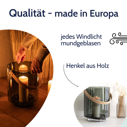 Windlicht Hamptons, rauchglas